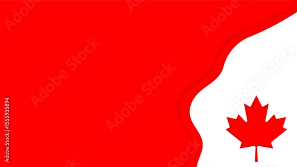 Fototapeta Red white paper cut with maple leaf, Canada flag illustration for background celebration. Abstract Canada red white Acolor flag with maple leaf. Vector illustration.