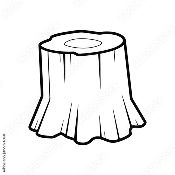 Fototapeta Tree Stump Illustration with Black Outline on White Background Simple Forest Icon