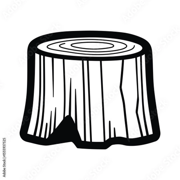 Fototapeta Black and White Depiction of a Tree Stump with Visible Annual Rings