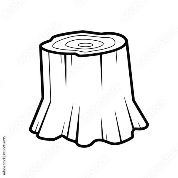Fototapeta Illustration of Isolated Tree Stump Black and White Simple Outline
