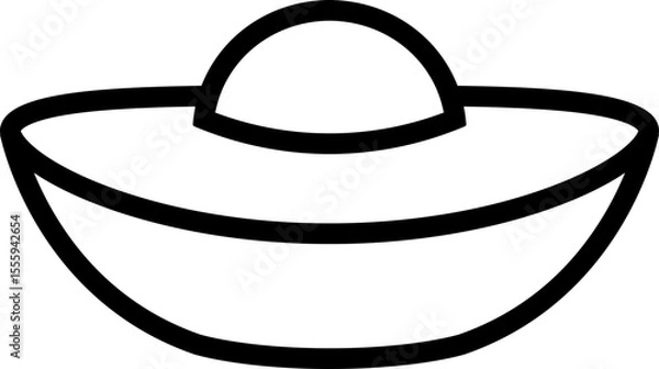 Fototapeta Simple shape Chinese gold ingot outline icon vector isolated.
Gold Ingot yuanbao thick line.
Transparent background. svg.