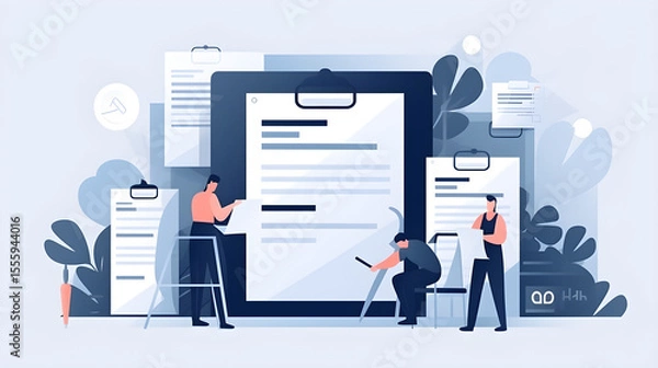 Obraz Checklist document concept, Quiz question answering, online survey form completion corporate.