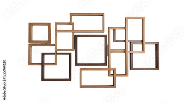 Obraz Interlocking Wooden Frames Modern Abstract Art Wall Decor
