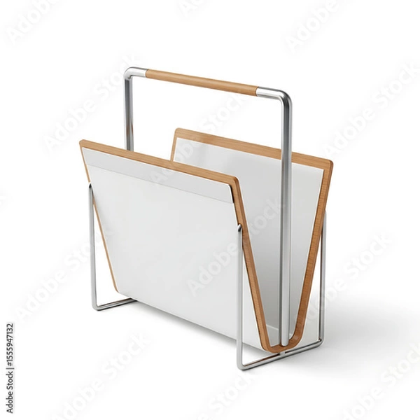 Obraz White and light wood magazine rack