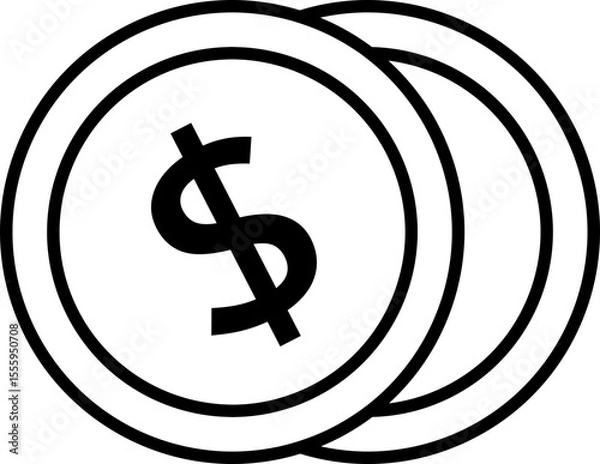 Fototapeta Simple shape coin thick line icon vector Isolated.
coin outline.
Transparent background. SVG file.