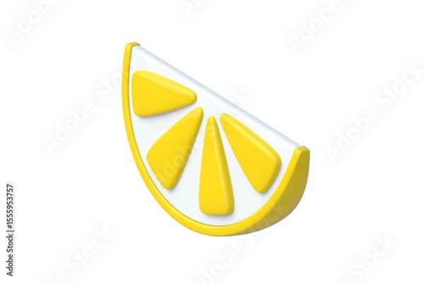 Fototapeta Lobule of lemon isolated on white background. Citrus fruit. 3d render