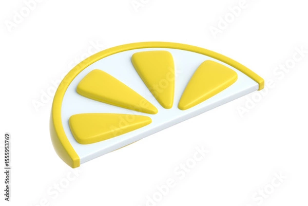 Fototapeta Lemon lobule isolated on white background. Citrus fruit. 3d render