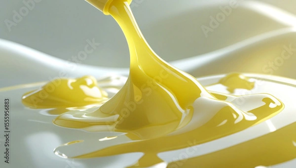 Obraz Smooth Yellow Liquid Dripping with Abstract Waves