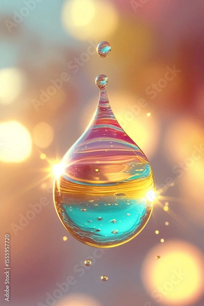 Obraz Enchanting Water Drop Splash with Golden Glow and Bokeh