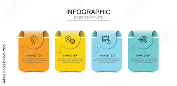 Fototapeta Infographic 4 options design template for your business data. Vector Illustration