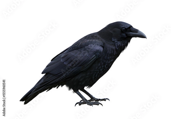 Fototapeta Raven isolated on white or transparent background. PNG