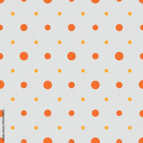 Fototapeta Warm orange polka dot seamless repeat pattern on light beige background. retro minimal vector design for stationery, fabric and wall decor.