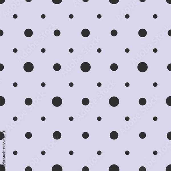 Fototapeta Minimal polka dot seamless vector pattern in black on soft lavender background. modern abstract repeat design for fabric, textile, and stationery.