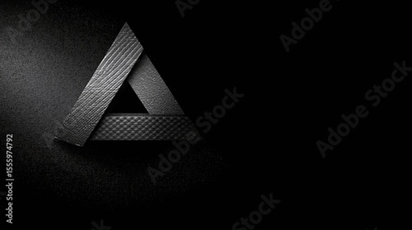 Fototapeta White Interwoven Triangle on Black Textured Background.