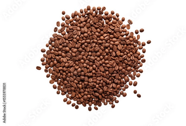 Obraz Aromatic roasted coffee beans presented against a stark black backdrop showcasing natural textures. isolated on white or transparent png