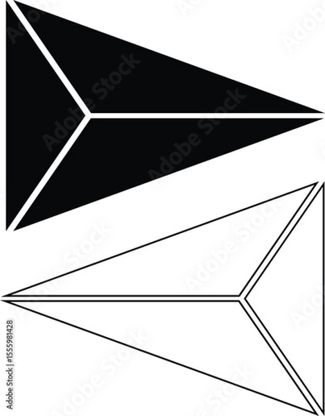 Fototapeta Geometric abstract shapes a solid black triangle above an outline triangle