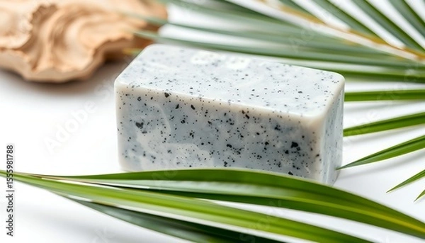 Obraz Natural Soap Bar with Palm Leaf Spa and Wellness Concept
