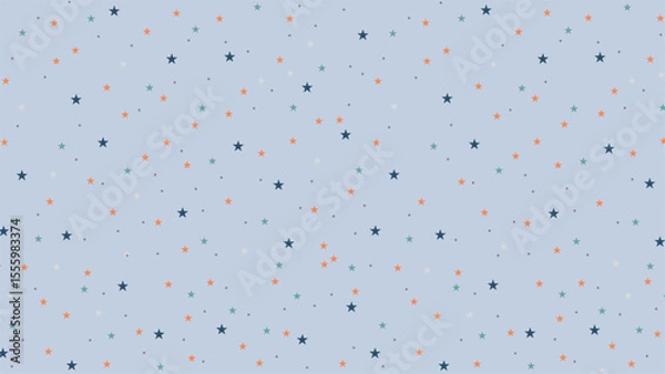 Fototapeta Seamless star pattern on light blue background. Cute colorful stars for kids design, baby shower, nursery, wrapping paper, textile, or pastel night sky themed projects.