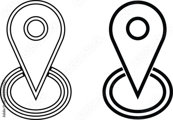 Fototapeta Two stylized location pin icons with concentric circles indicating a point of interest or destination