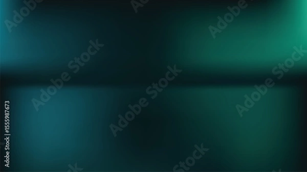 Obraz Abstract blue and green gradient on dark background with light glow, vector illustration