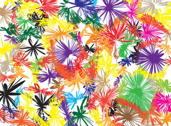 Obraz Colorful abstract illustration with random floral patterns and dynamic lines. Vibrant composition displays energy, creativity and artistic freedom in a modern and expressive style