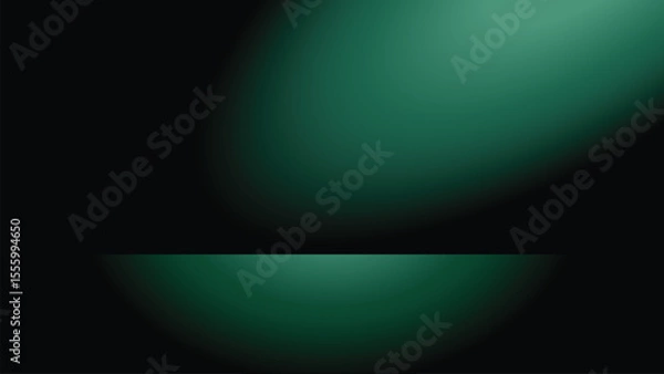 Obraz Dark emerald green studio background with light glow, abstract space vector illustration