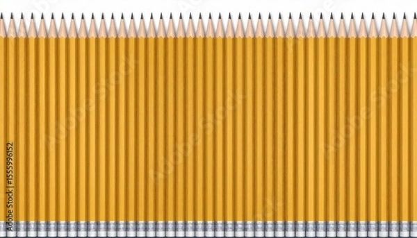 Fototapeta Rows of Sharpened Yellow Pencils Forming a Patterned Background Design
