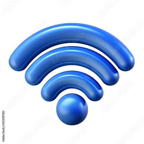 Fototapeta A 3d rendered blue wifi symbol isolated on transparent background