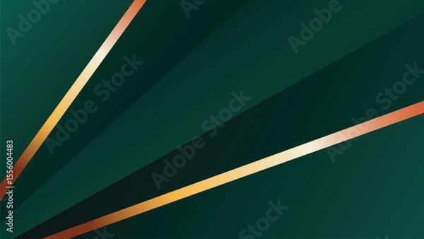 Obraz Luxury emerald green abstract background vector with dark gradient, golden lines, and geometric shapes