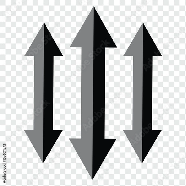 Fototapeta Vertical dual sided long straight arrow icons isolated on transparent background.