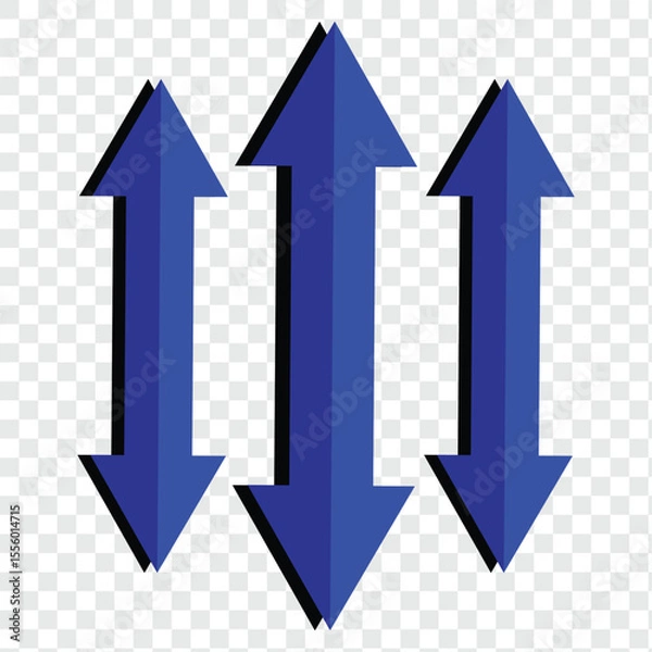Fototapeta Vertical dual sided long straight arrow icons isolated on transparent background.