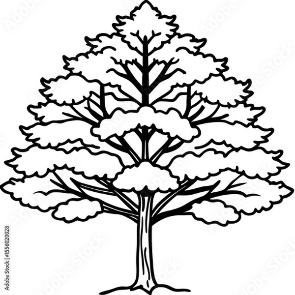 Obraz Snow-covered Tree line art vector