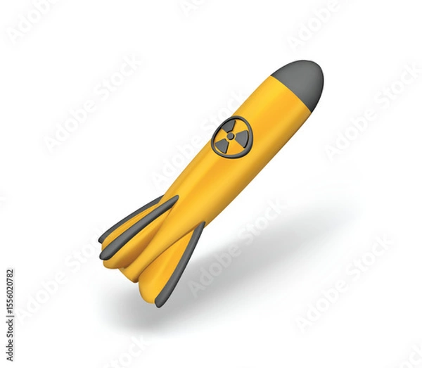 Fototapeta Nuclear Missile with Radiation Symbol isolated vector 3d icon