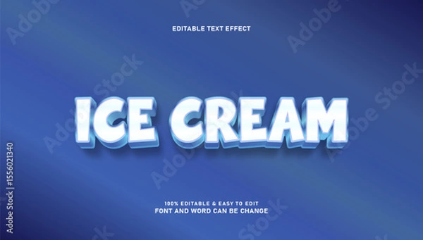 Fototapeta Editable ice cream text effect
