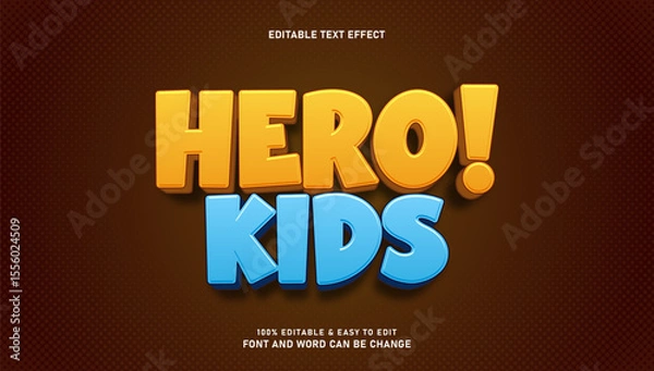 Fototapeta Editable 3d style hero kid text effect