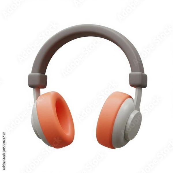 Fototapeta A 3d rendered studio headphone. Digital gadget for listening to music with surround sound. Wireless device for audiobook and podcast studio.