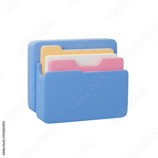 Fototapeta Blue folder icon for office document organization and data storage. File management concept for business and education.