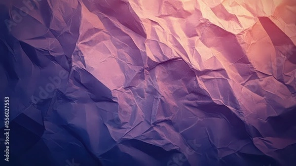 Fototapeta A close up of crumpled paper with shades of purple and pink creating an abstract aesthetic look