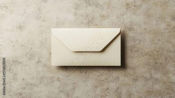 Fototapeta A cream colored envelope laying flat on a textured surface providing a simple and clean presentation