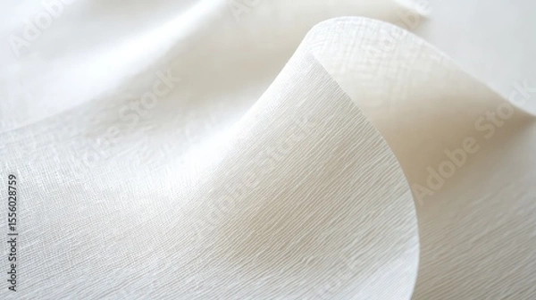 Fototapeta Close up shot of a textured white fabric with soft folds and subtle shadows creating depth and dimension