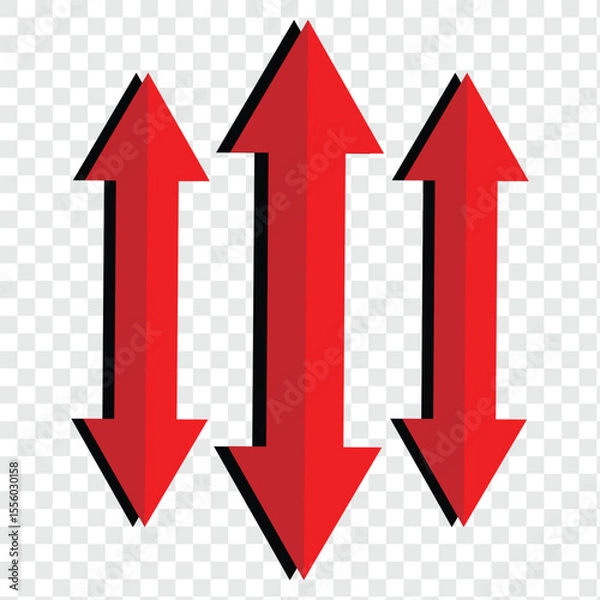 Fototapeta Vertical dual sided long straight arrow icons isolated on transparent background.