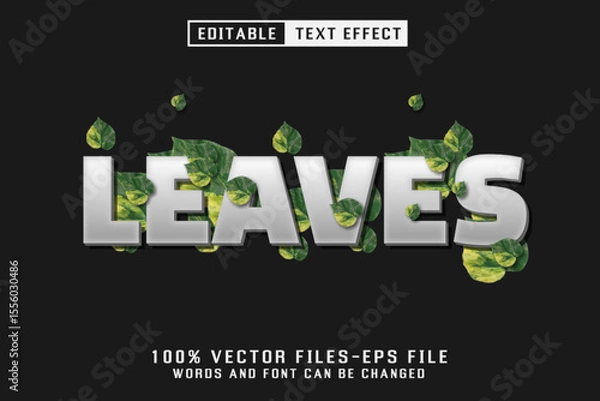 Fototapeta Leaves 3d Text - Editable Text Effect
