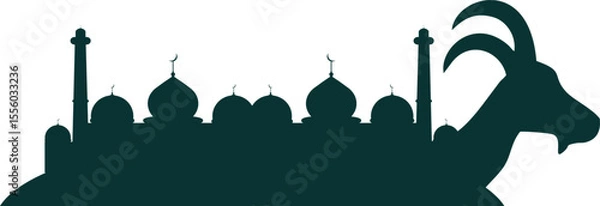 Fototapeta Illustration of Eid al-Fitr and Eid al-Adha icons, various sacrificial animals with transparent backgrounds as per design needs