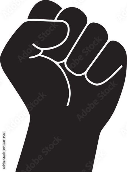 Obraz A clenched fist pulled back in a gesture of excitement or victory vector silhouette art on white background
