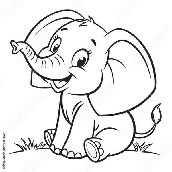 Fototapeta Sitting Baby Elephant Vector
