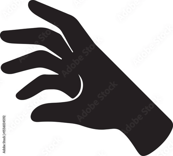 Obraz A hand stretching forward, fingers slightly apart and tensed, as if about to grab or touch something just out of reach vector silhouette art on white background