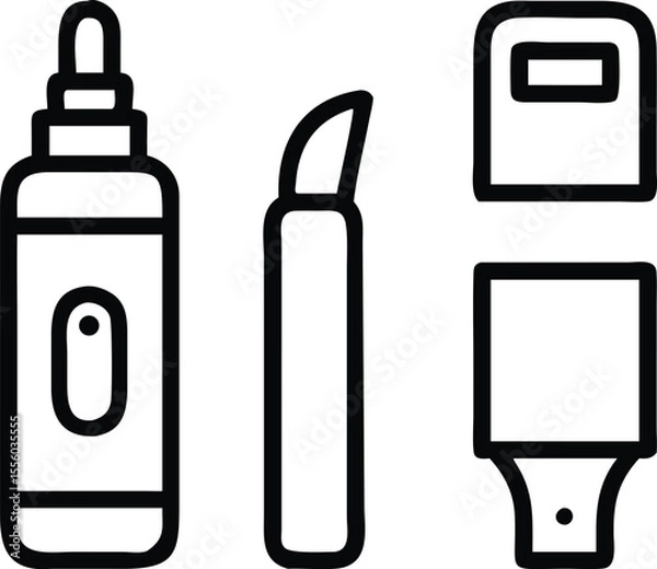 Obraz Highlighters, hand sanitizer, hole punch, holder icon
