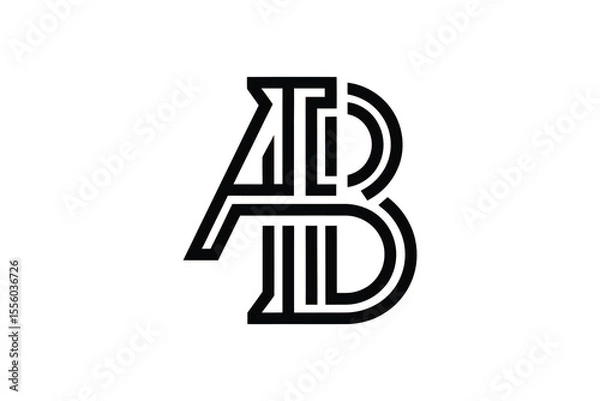 Fototapeta A stylized black and white logo featuring the letters a and b intertwined