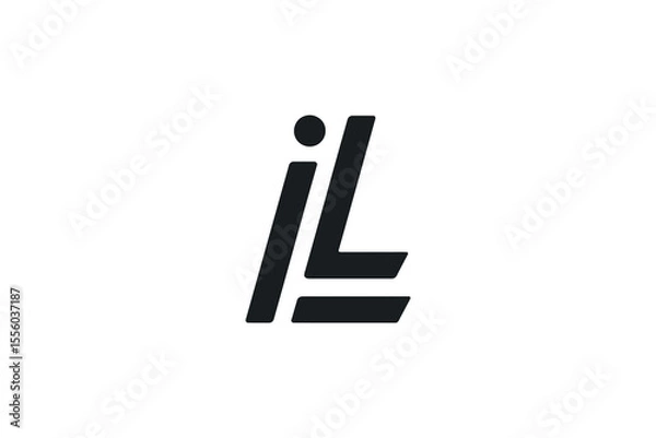 Fototapeta A black and white logo of the letters i and l with a circle on top of i