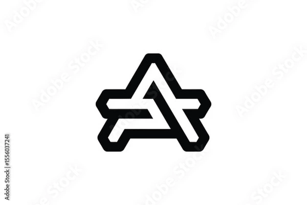 Fototapeta A stylized black and white logo featuring an abstract geometric design